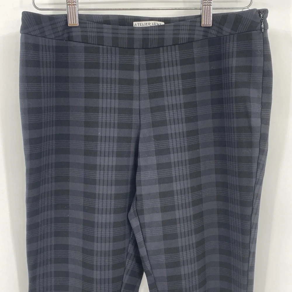 Atelier‎ Luxe Boutique Trouser Pants Womens Size 6 Gray Black Plaid Check Skinny - Picture 2 of 11